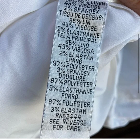 Nicole Miller Atelier White Linen sheath dress flattering ruching size 8